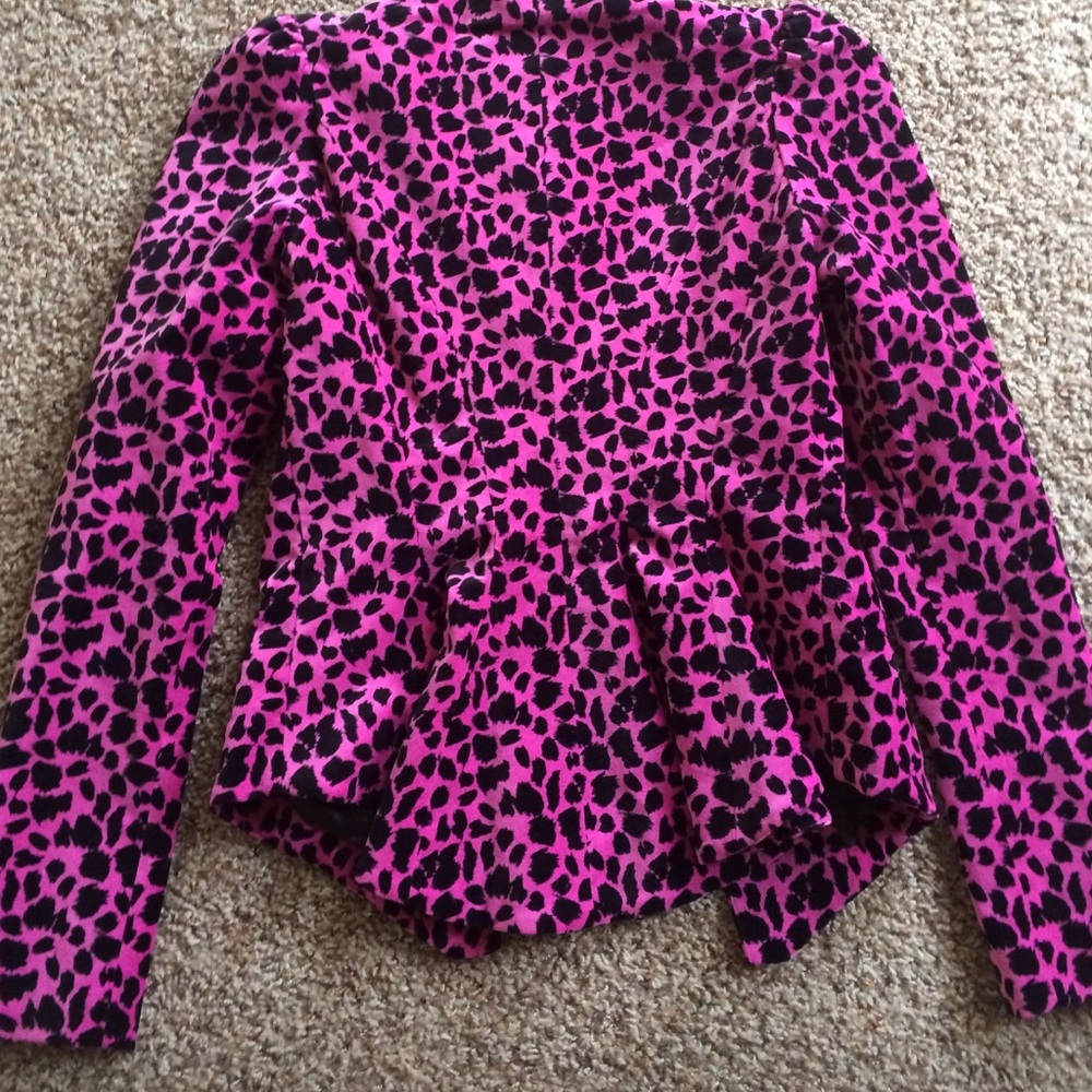 Betsey Johnson hot pink velvet leopard jacket blazer 4 - Picture 4 of 4